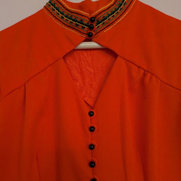 Chic Orange Button-Front Mini Dress - Picture 2 of 4